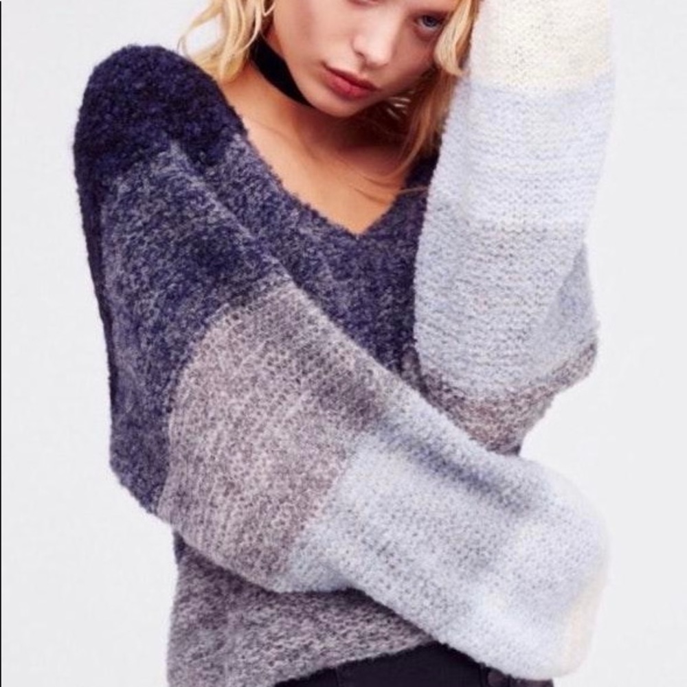 Free People Blue Ombré Crop Sweater